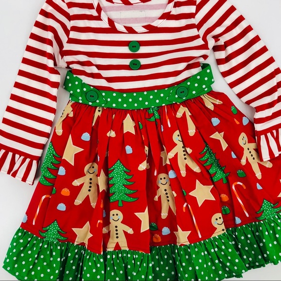 NWT Eleanor Rose Gingerbread Striped Christmas Holiday Dress SZ 3/4 - Picture 3 of 8